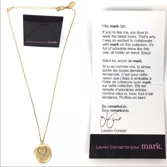 mark. Have a Heart Charm Necklace Goldtone LC Lauren Conrad Avon Y2K The Hills - Picture 1 of 8